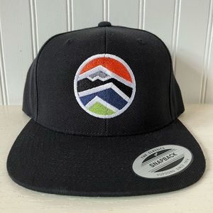 ROVE black logo adventure gear snapback hat cap